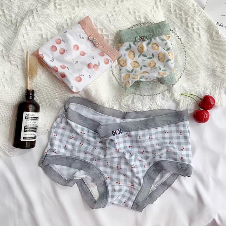 Túi Ví 3 Quần Lót Nữ Softie ❤️ Quần Lót Ren Su Hoa Qủa Siêu Mát 501