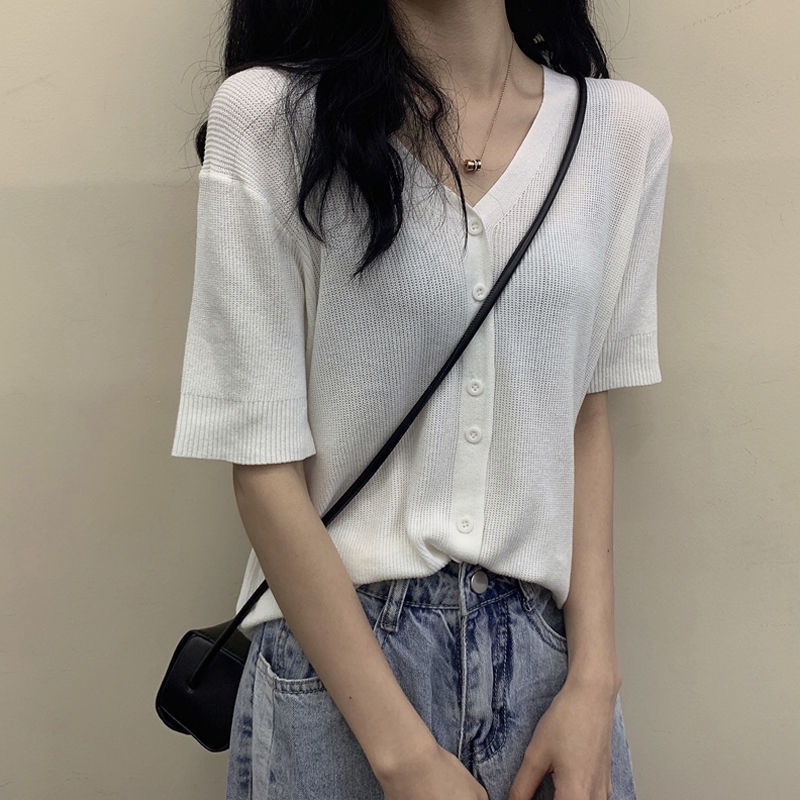 Áo cardigan tay ngắn cổ chữ V thời trang cổ điển cho nữ JL-TX-115