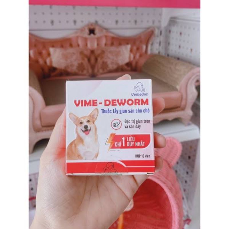 Vemedim Vime - Deworm viên dùng cho chó hết giun sán, phù hợp các loại chó, hộp 10 viên