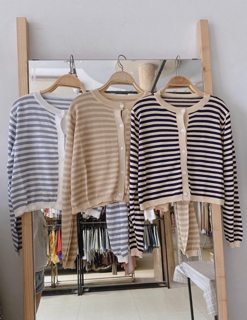 Áo cardigan len mỏng Kẻ ngang Ulzzang style  Hàng Quảng Châu