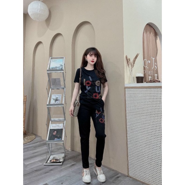 Đồ bộ nữ ép đá chữ thời trang mẫu mới siêu hot