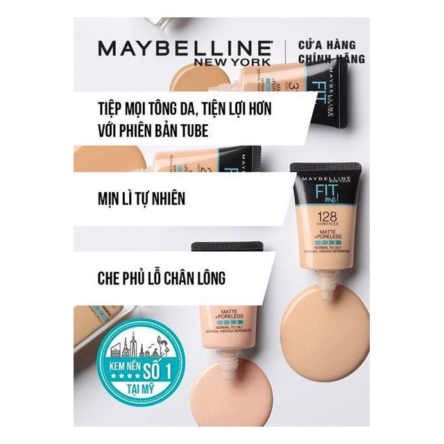 Kem nền lì mịn tự nhiên Maybelline Fit Me Tube 5ml - 18ml