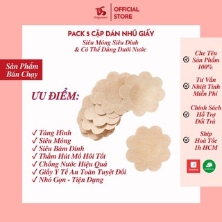 Pack 5 Cặp Dán Nhũ Giấy Siêu Mỏng Siêu Dính, , Miếng Dán Ti Có Thể Dùng Dưới Nước