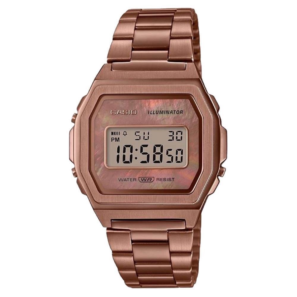 Đồng hồ nam/nữ Casio A1000 / A1000RG-5 dây &amp; vỏ thép không gỉ, chống nước, size 38mm, hàng chính hãng