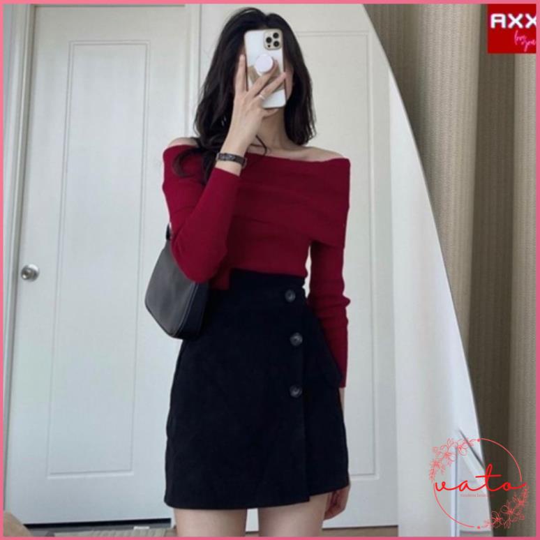 Set Áo Len Đỏ Trễ Vai Tay Dài Chân Váy Lệch Vạt Ulzzang Mặc Đi Chơi Tết  Thời Trang Nữ Đẹp | BigBuy360 - bigbuy360.vn