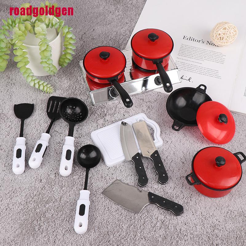 [rogoldVN]Kitchen Kids Pretend Play Cooking Tools Plastic Toys 13Pcs Mini Cookware Pot Pan