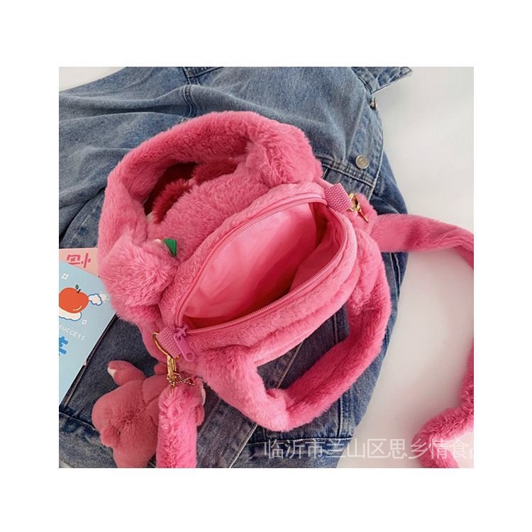 Túi Đeo Chéo Hình Quả Mọng / Gấu Bông Mềm Mại Dễ Thương Phong Cách Nhật Bản