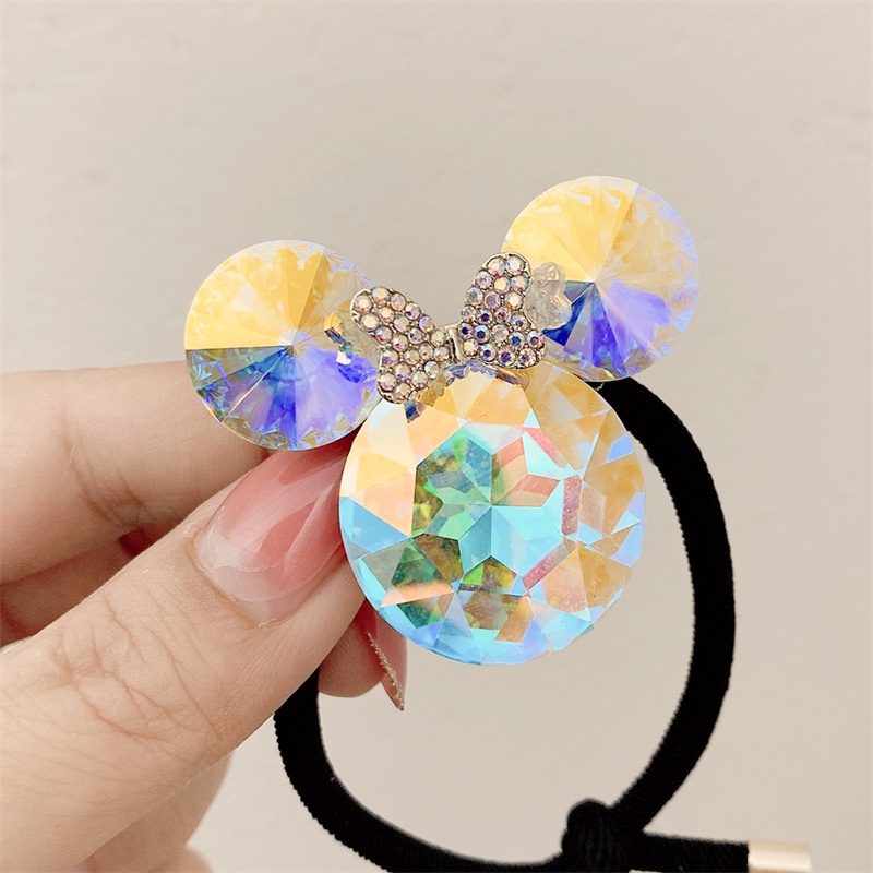 Dây Thun Cột Tóc Đính Đá Pha Lê Hình Chuột Mickey Dễ Thương