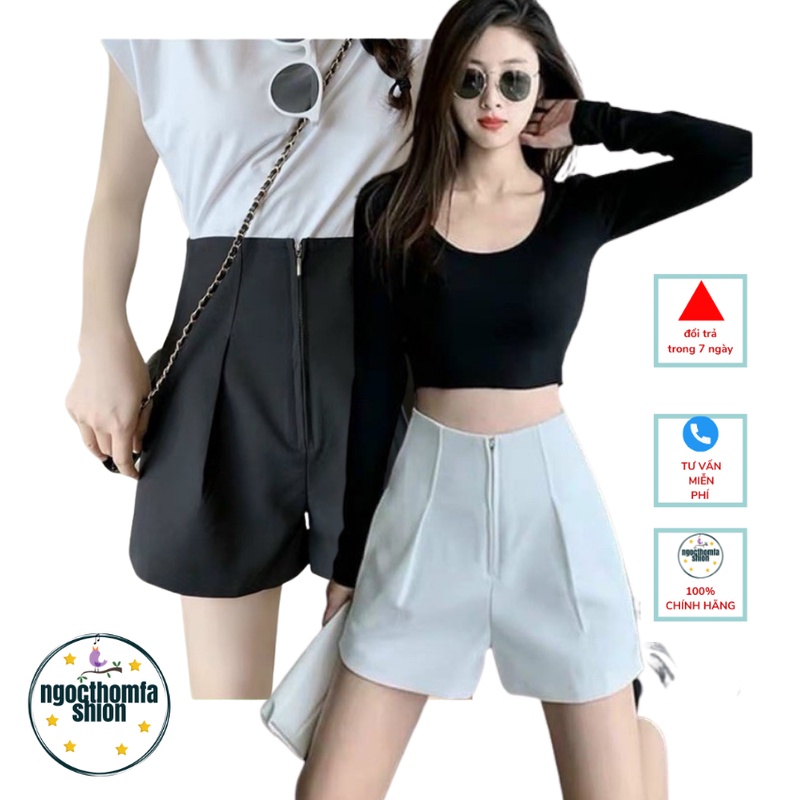 Quần short cạp cao quần đùi cạp khóa đẹp chất liệu tuyết mưa