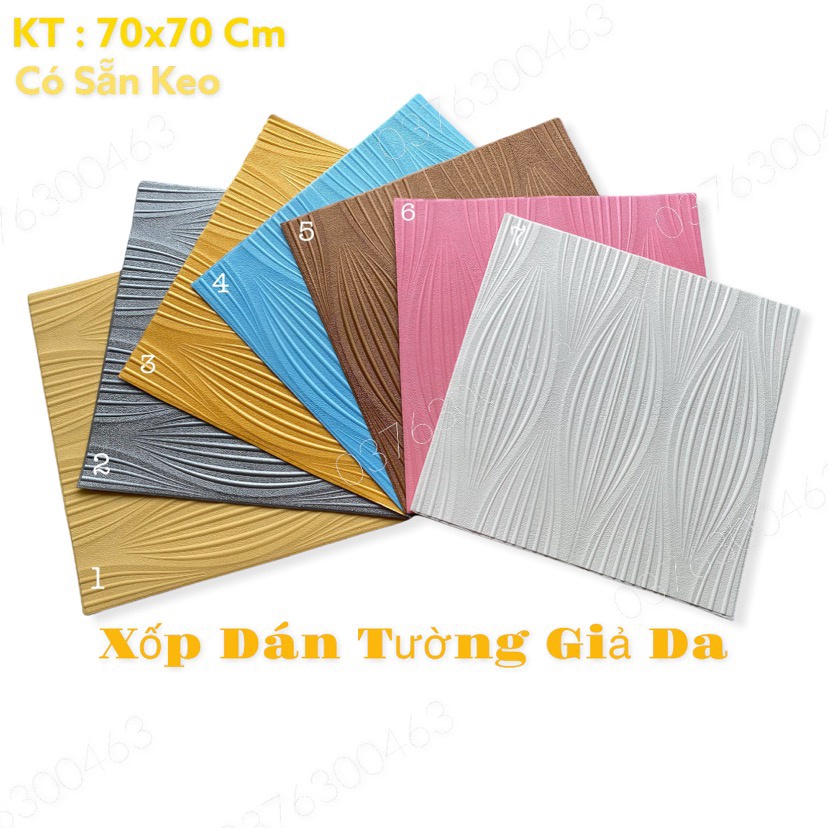 Xốp Dán Tường 3D, Giả Da Họa Tiết, Kích Thước 70X70 Cm