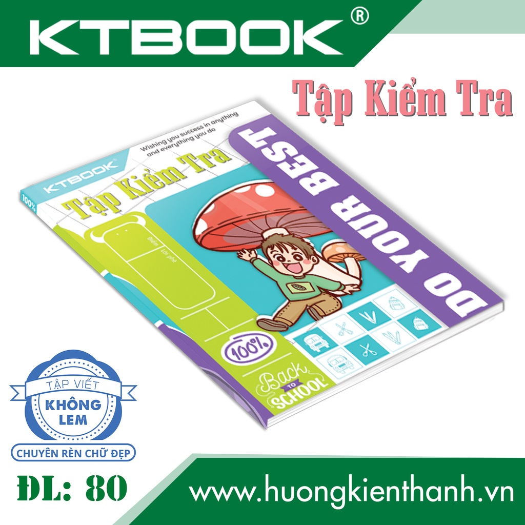 Gói 10 cuốn Tập Kiểm Tra cao cấp KTBOOK ĐL 80 giấy trắng cao cấp không lem