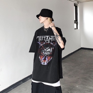 Áo phông tay lỡ Testament dáng oversize nam nữ phong cách grunge