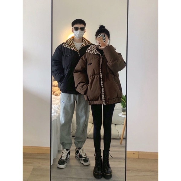 Áo Phao Béo Hoạ Tiết Caro Cho Cặp Đôi - A034