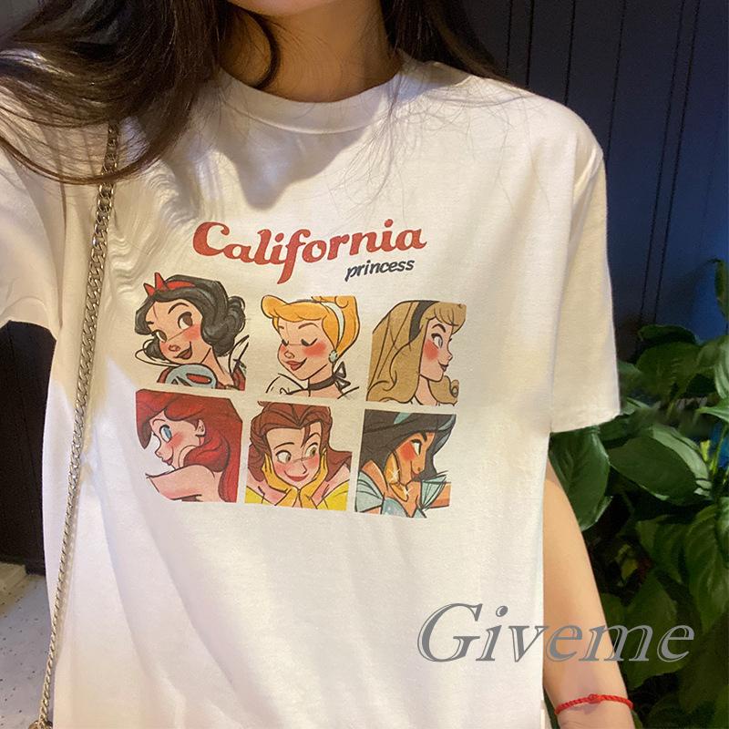 Áo Thun Tay Ngắn Cổ Tròn In Chữ Givenme Hoạt Hình Dành Cho Nữ