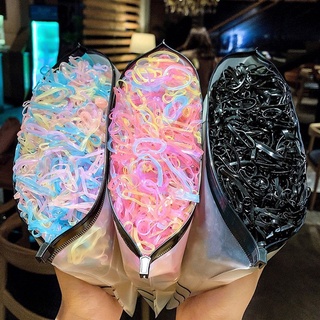 Set 50/100 Dây Thun Buộc Tóc Co Giãn Nhiều Màu Dùng Một Lần Cho Bé