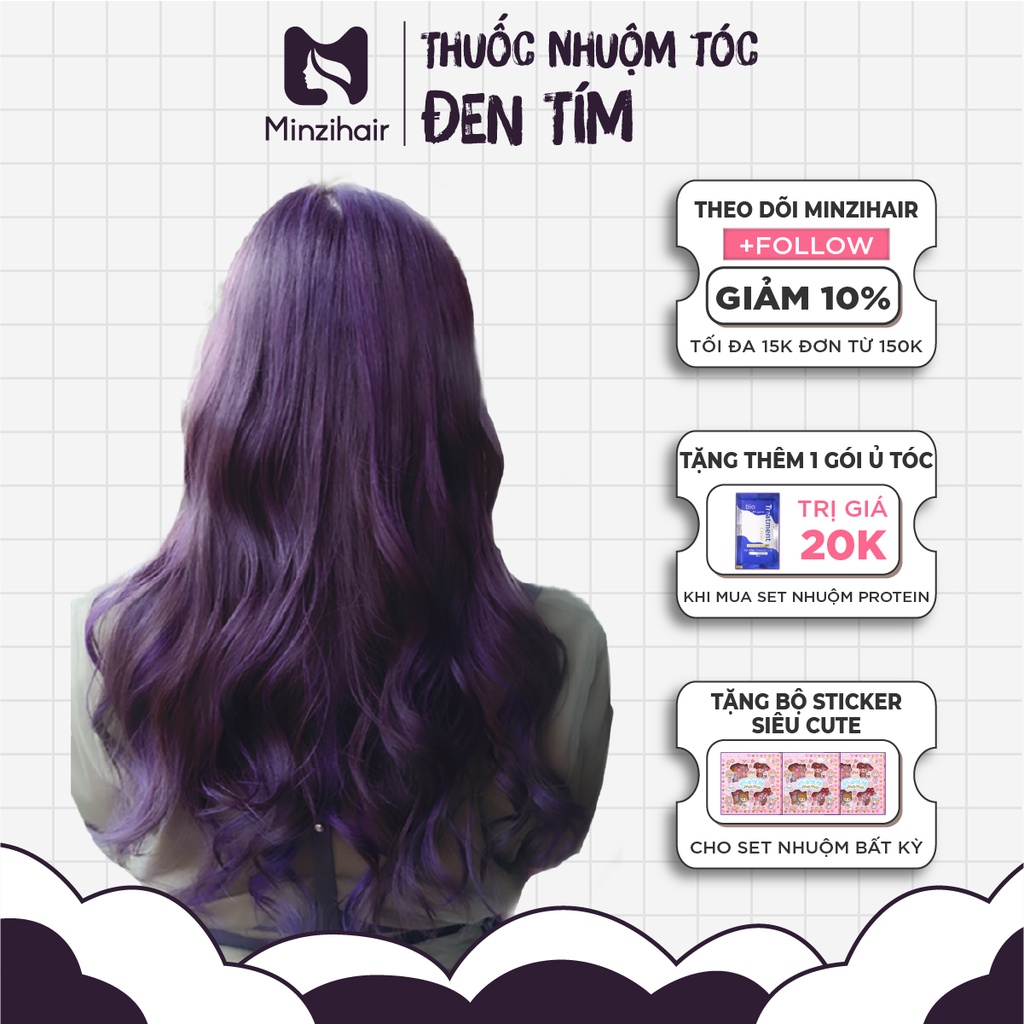 Thuốc Nhuộm Tóc Màu Đen Tím - Lên Từ Nền Tóc Đen - TẶNG TRỢ DƯỠNG | MINZIHAIR HN