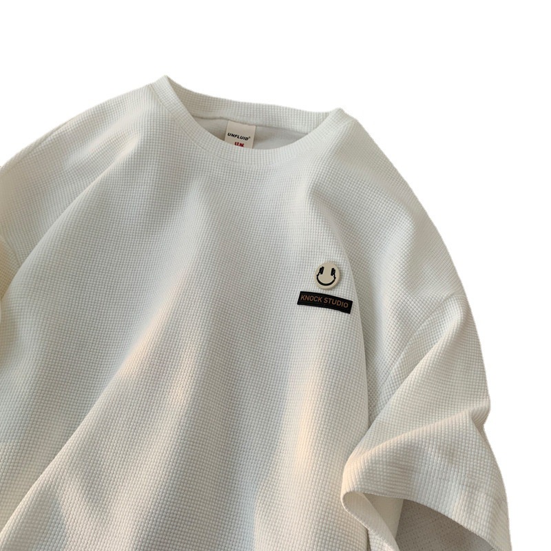 Áo Thun nam cổ tròn dáng rộng  chất tổ Ong co dãn cáo cấp, áo phông unisex có logo mặt cười  Vati