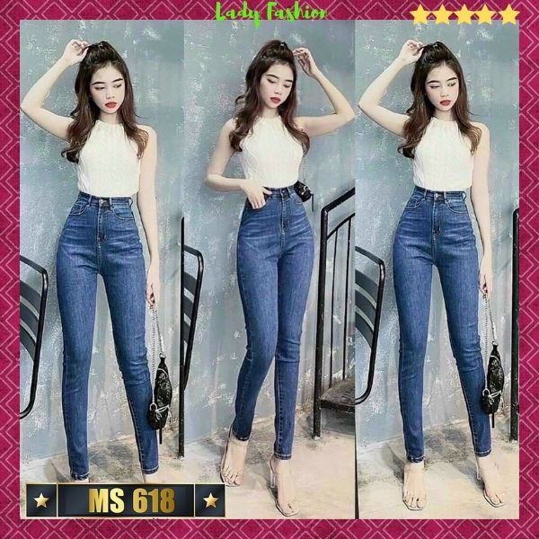 Quần Jean nữ lưng cao ôm dáng thời trang Lady Fashion, Quần bò nữ cao cấp mẫu mới phong cách trẻ trung - MQ618