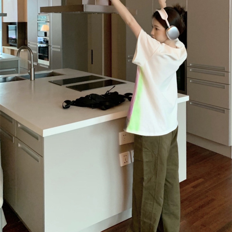 Áo Thun Tay Ngắn Dáng Rộng In Hình Tranh Vẽ Vui Nhộn Hợp Thời Trang Hè