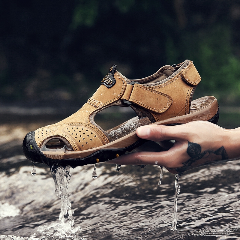 Sandals Da Bò Đi Biển Chống Nước Thoải Mái Cho Nam