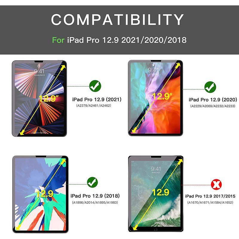 Set 2 kính cường lực bảo vệ màn hình máy tính bảng DLLENCASE A078 thích hợp cho iPad Pro 12.9 2021