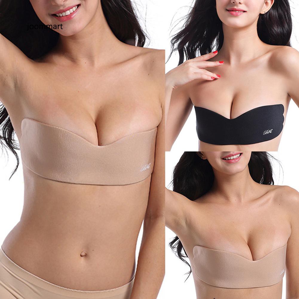 Women Push Up Backless Strapless Adhesive Nipple Cover Silicone Invisible Bra
