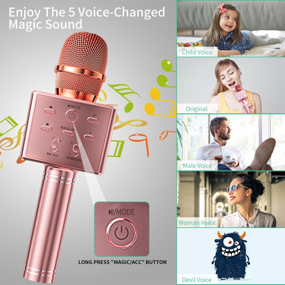 ❏K8 Micro Karaoke Bluetooth không dây Hợp kim nhôm cầm tay Đa chức năng 3 Loa lớn hơn Đầu phát 15W Giọng nói có thể