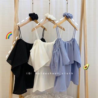 Set áo trễ vai kèm scrunchies