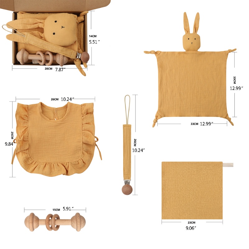 Set 5 Khăn Lau Mặt / Ti Giả Hình Vuông Có Dây Xích Đeo Cổ Cho Bé Sơ Sinh