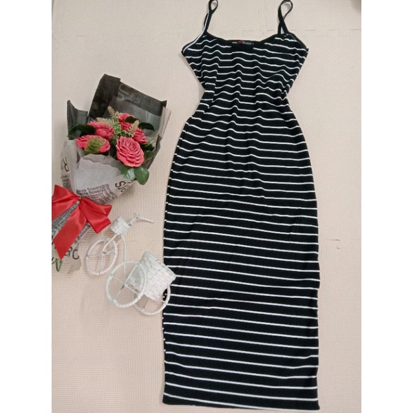 Đầm ôm body 2 dây dáng dài sọc - 1260