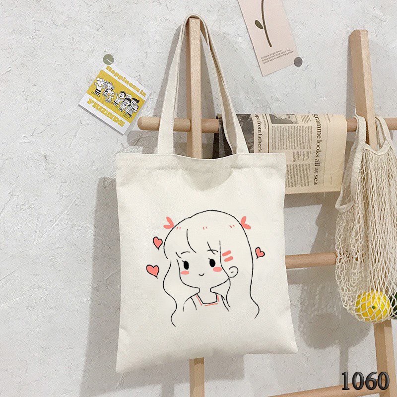 Túi Tote Trắng Chất Vải Canvas Cô Gái Nhiều Phong Cách Dễ Thương Hàng Chuẩn Đẹp - Hazo