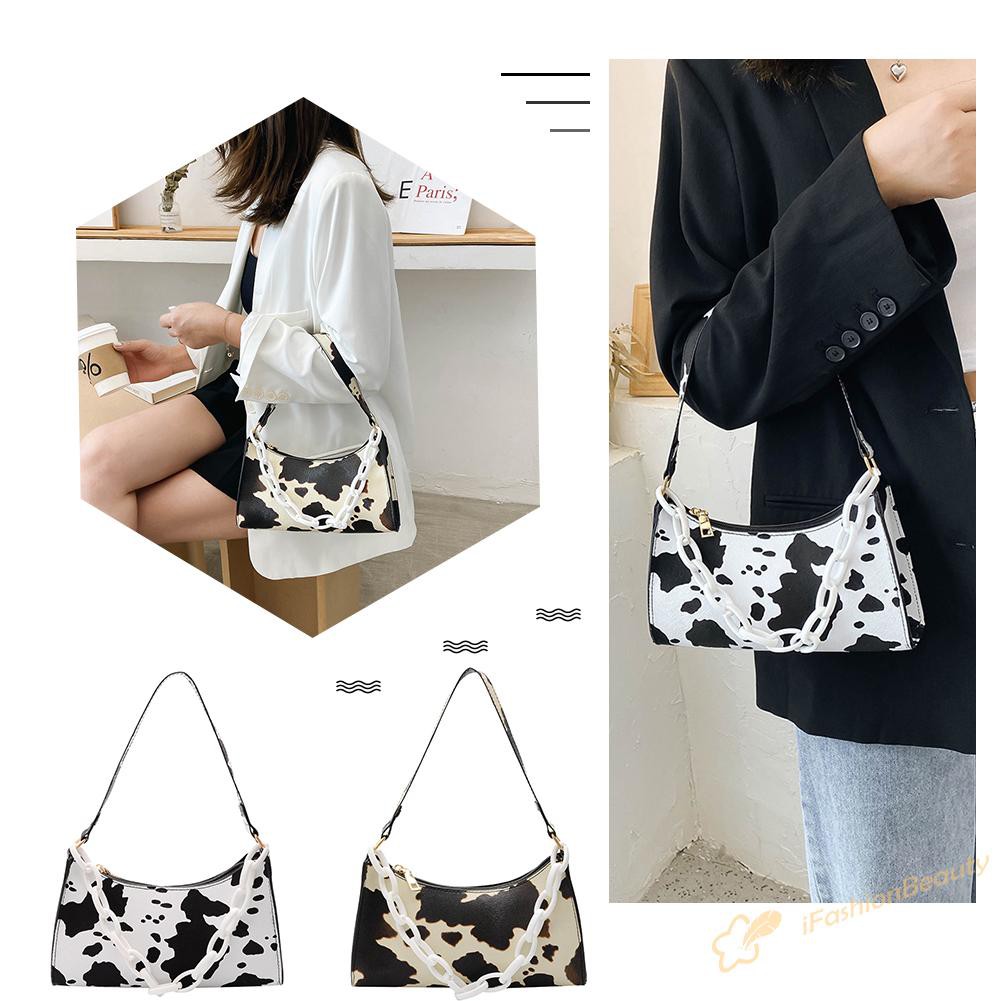 Túi xách da PU kẹp nách hoạ tiết bò | BigBuy360 - bigbuy360.vn