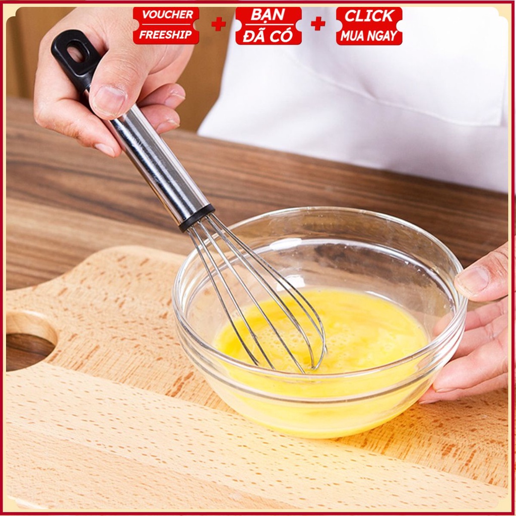Cây Phới Lồng Đánh Trứng Lưới INOX V3 MỚI - Cán Dày Móc Treo Đen/Xanh lá - Dụng Cụ Đánh Bột Nhỏ Gọn