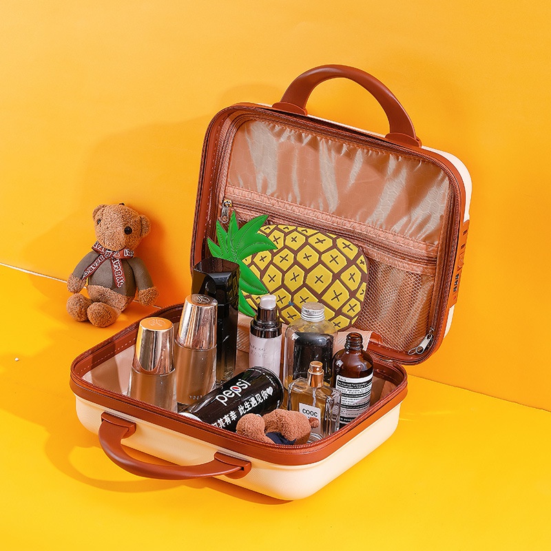Túi Đựng Mỹ Phẩm 14 Inch Mini Họa Tiết Gấu Hoạt Hình Có Khóa Mật Khẩu Tiện Dụng