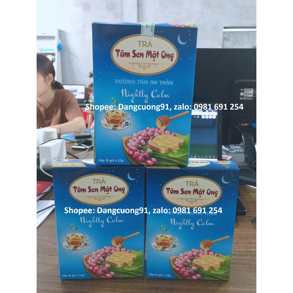 Trà tâm sen mật ong, dưỡng tâm an thần túi lọc [ Hộp 15 túi lọc ]