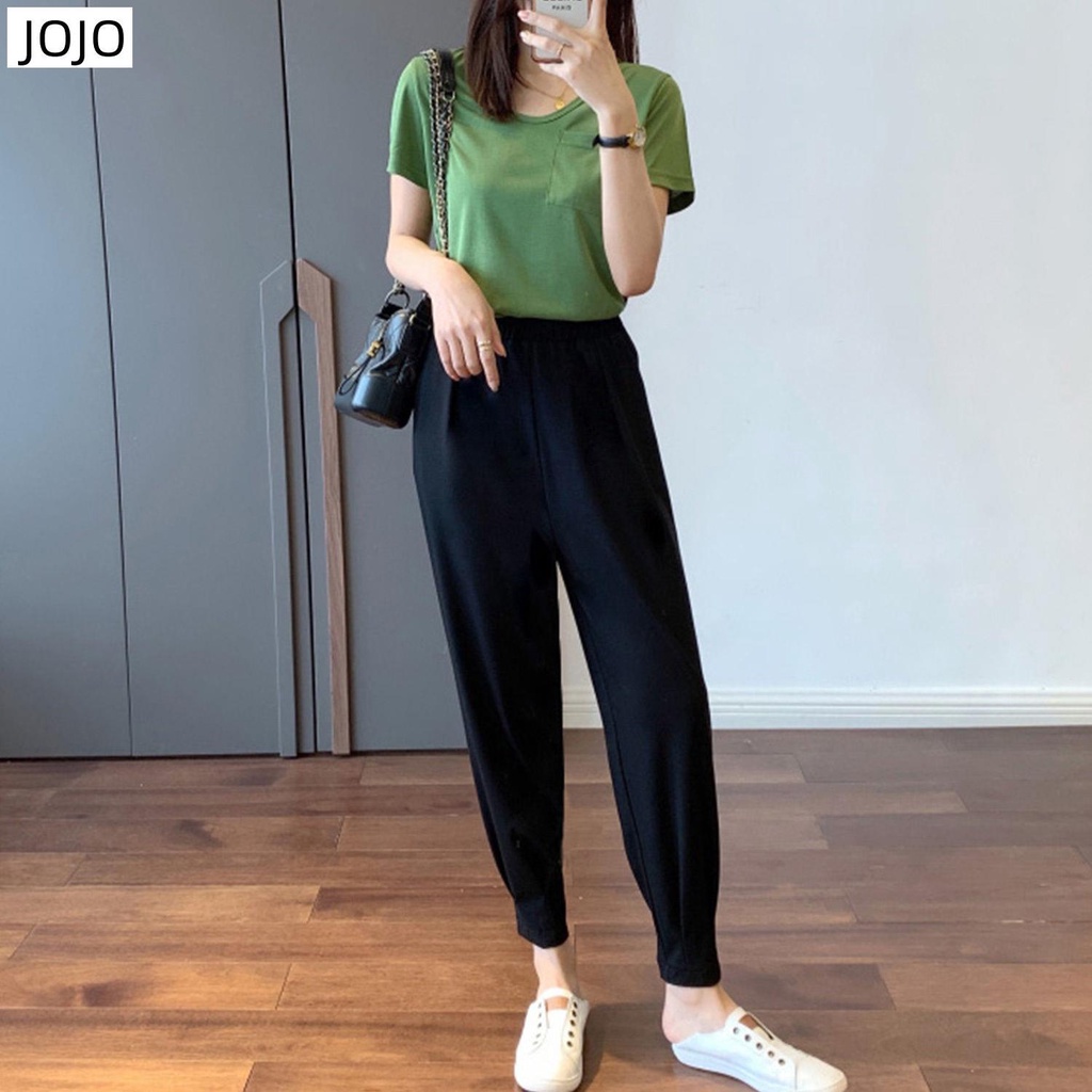 Quần Dài Đến Mắt Cá Chân Dáng Ôm Lưng Cao Bằng Lụa Lạnh Phong Cách Hàn Quốc Thời Trang Mùa Hè Hàng Mới Dành Cho Bạn Nữ