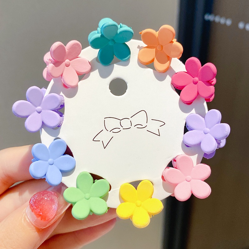 Set 10 Kẹp Tóc Hình Bông Hoa Nhiều Màu Dễ Thương Phong Cách Hàn Quốc Cho Bé Gái