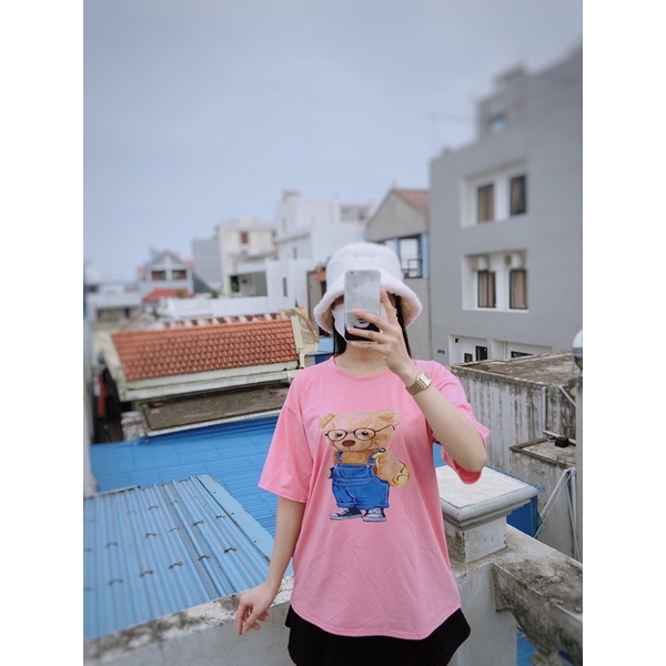 Áo phông gấu dáng thụng rộng tay lỡ