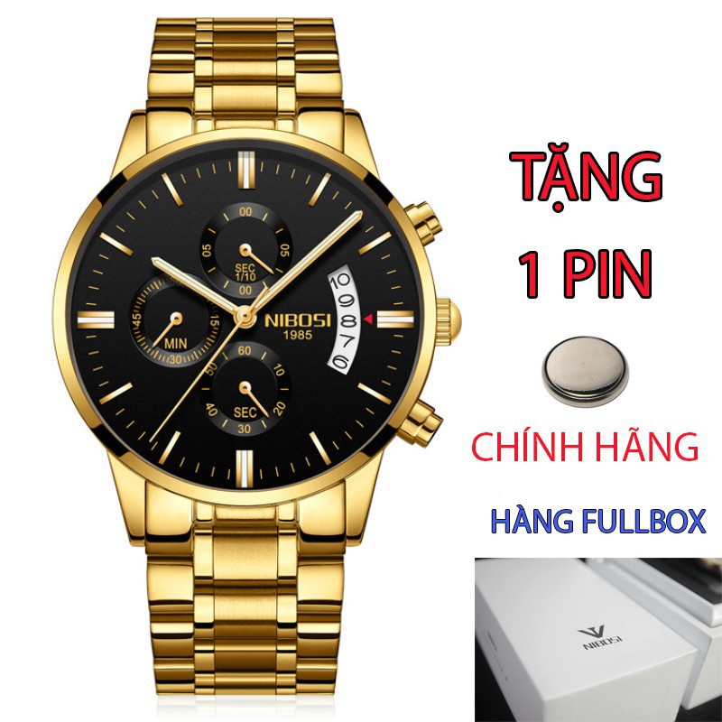 [chính hãng] Đồng hồ Nam Nibosi 100% chính hãng, hàng fullbox, máy full kim (Ni2309 dây đúc)