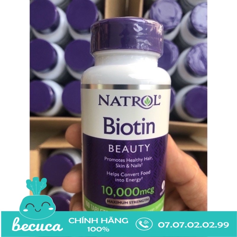 Viên Uống Hỗ Trợ Mọc Tóc Và Chống Rụng Tóc Natrol Biotin 10,000mcg Hộp 100 Viên