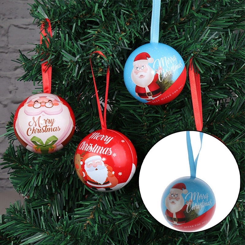 Hộp đựng kẹo hình tròn in hoạt tiết sáng tạo trang trí Giáng sinh -Noel