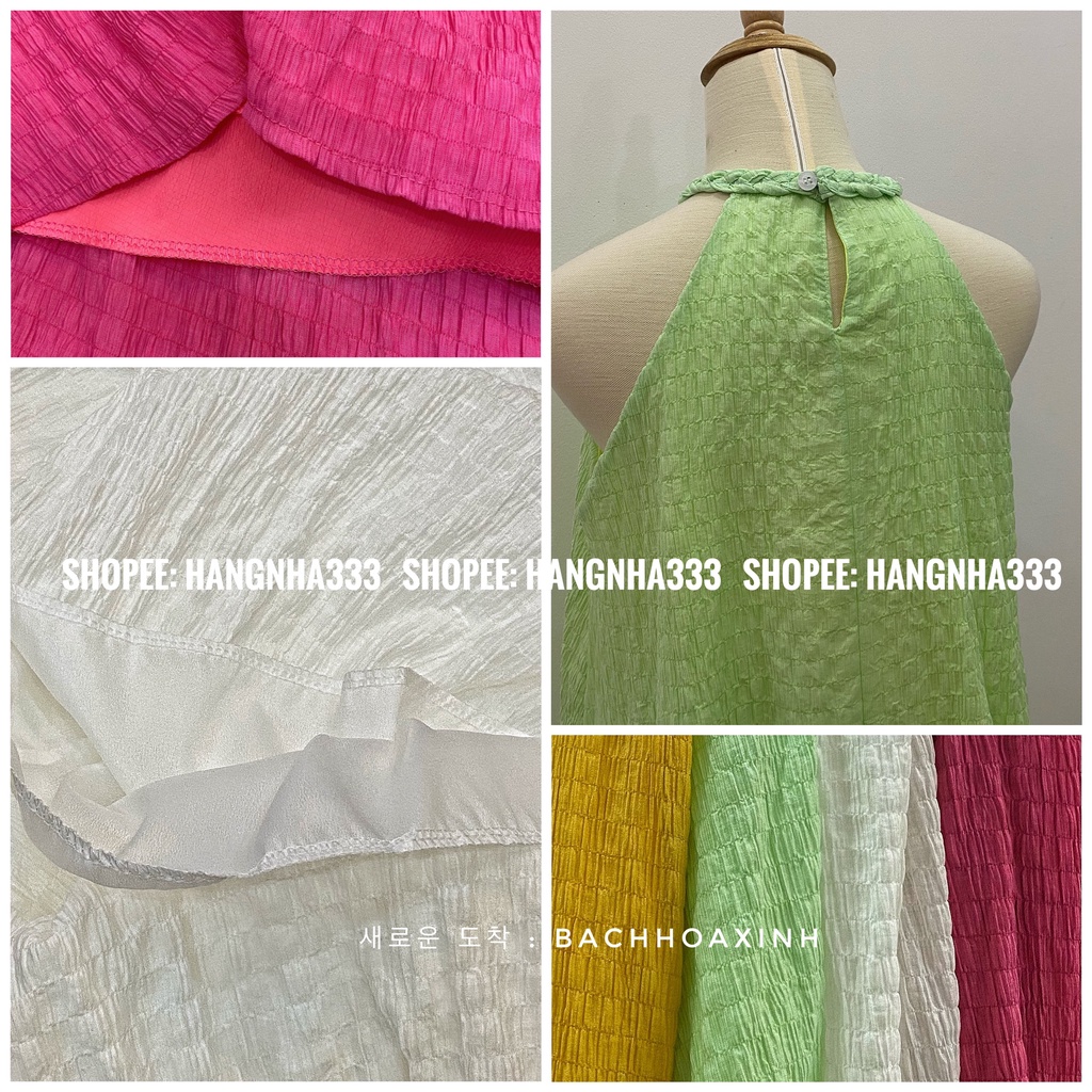 NEW || Đầm maxi cổ yếm đan chất Xốp 2 LỚP form xòe nhiều màu mùa hè siêu xinh Ulzzang