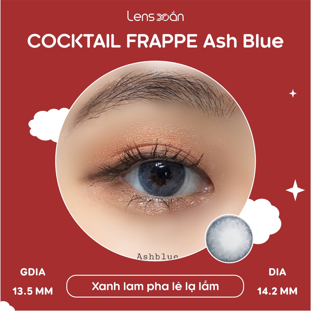 KÍNH ÁP TRÒNG COCKTAIL FRAPPE ASH BLUE CỦA LENS ME: Lens xanh lam hiệu ứng pha lê trong trẻo | Lens Xoắn