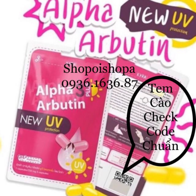 Kích trắng Alpha Arbutin 3 Plus New UV hàng chuẩn có tem cào check code