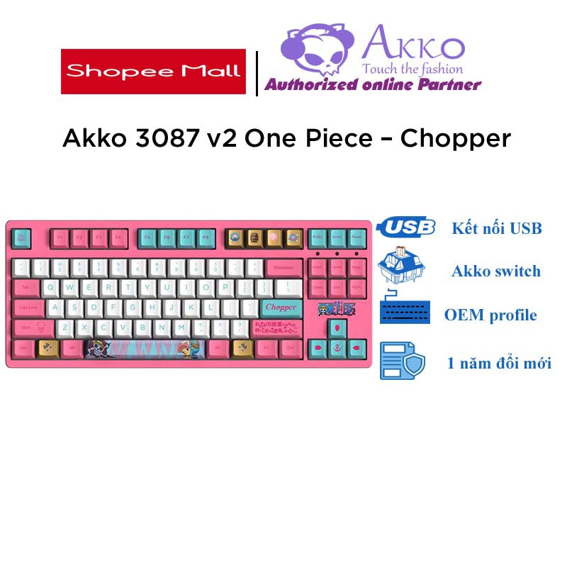 Bàn phím cơ Akko 3087 v2 One Piece – Chopper (Akko switch)