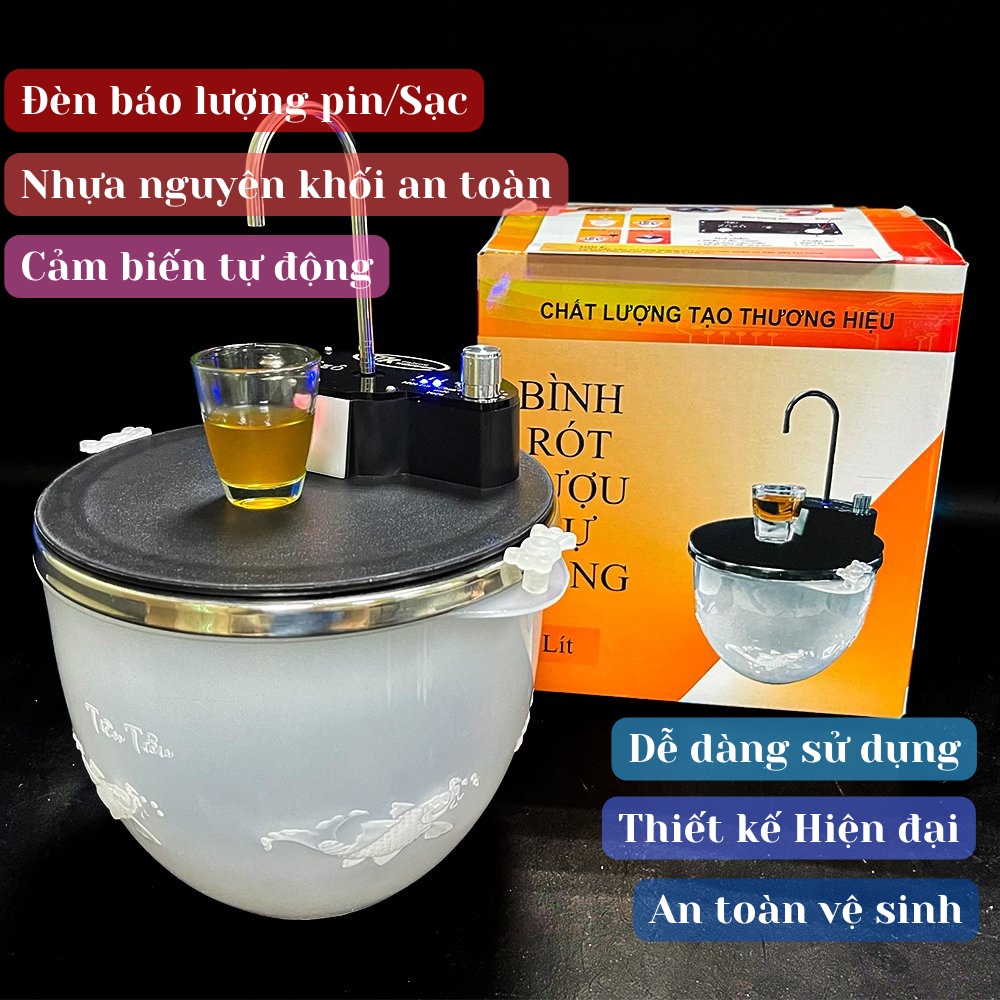 Máy Rót Rượu Tự Động Dung Tích 1,2 Lít, 3 Chế Độ, Phiên Bản 2021, Máy rót rượu thông minh