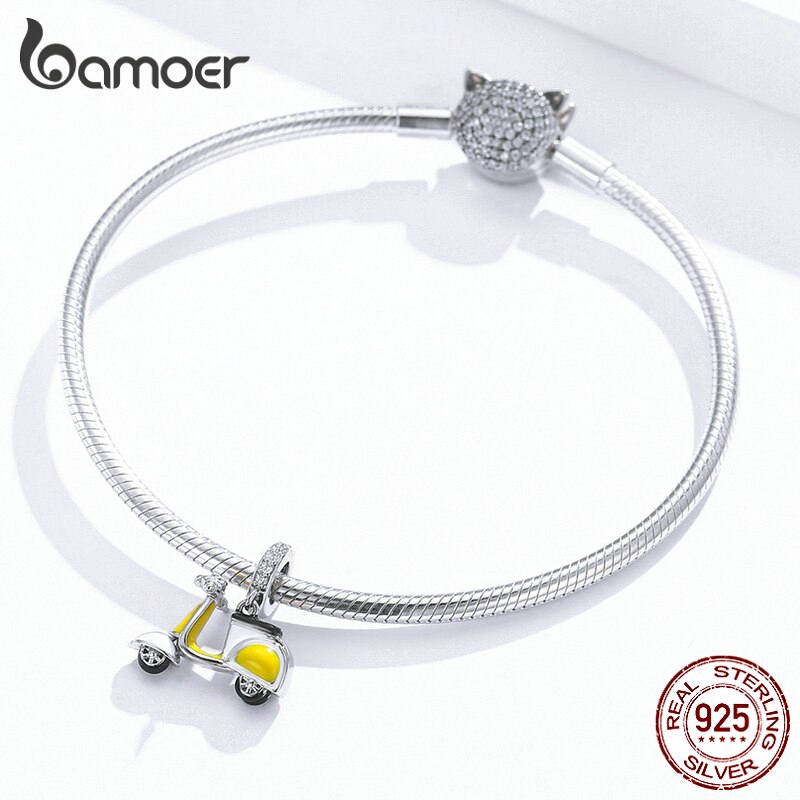 BAMOER Mặt Trang Sức BạC 925 Hình Xe Đạp Độc Đáo BSC136