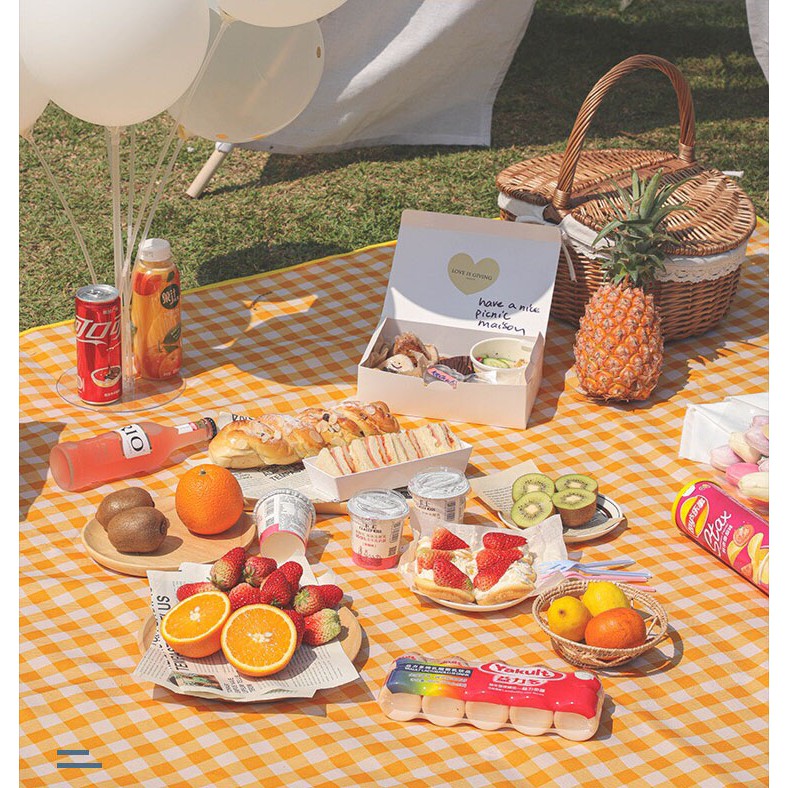 Thảm picnic gấp gọn, Thảm dã ngoại, Thảm du lịch cao cấp - Chống thấm nước, họa tiết caro, gấp gọn tiện lợi