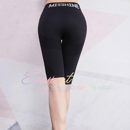 Quần Lửng cạp cao tập gym, yoga, aerobic nữ MISSHINE vải dệt kim ,co giãn tốt, mặc ôm dáng, nâng mông, tôn vòng 3