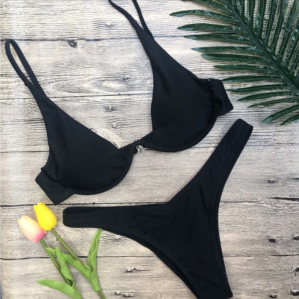 Bộ Bikini 2 Mảnh Có Đệm Nâng Ngực Màu Sắc Thời Trang